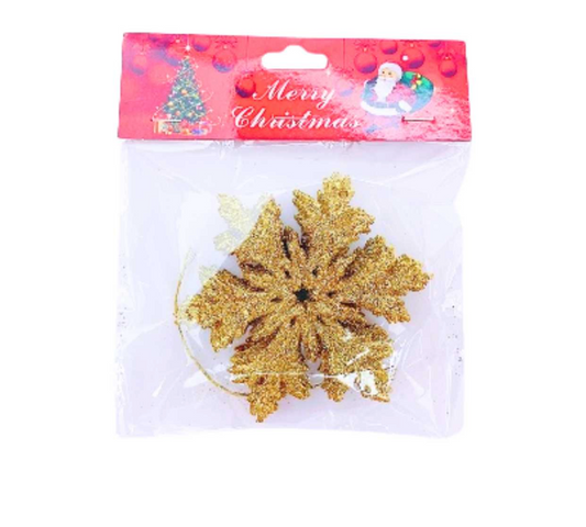 Arany Csillámos Karácsonyi Virág Dísz – 6 db (10 cm)