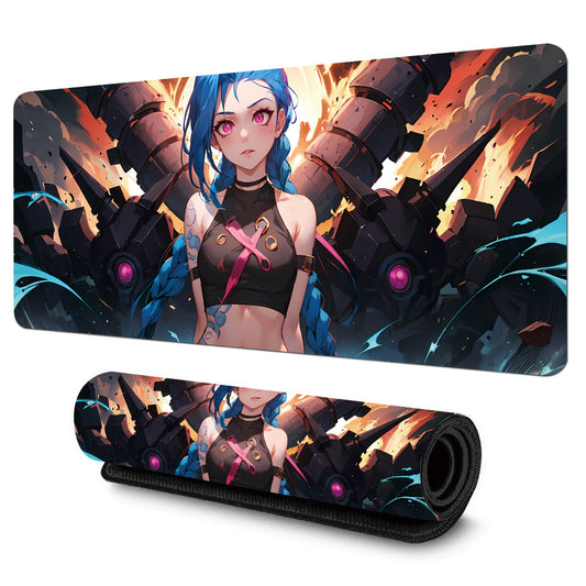 Kék Hajú Robbanós Harcos Lány Gaming Egérpad