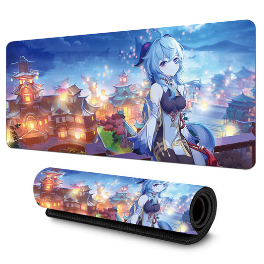 Kék Hajú Lány Lámpás Éjszaka Gaming Egérpad