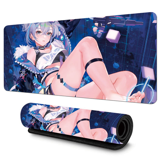 Ezüst Hajú Cyberpunk Lány XXL Gaming Egérpad