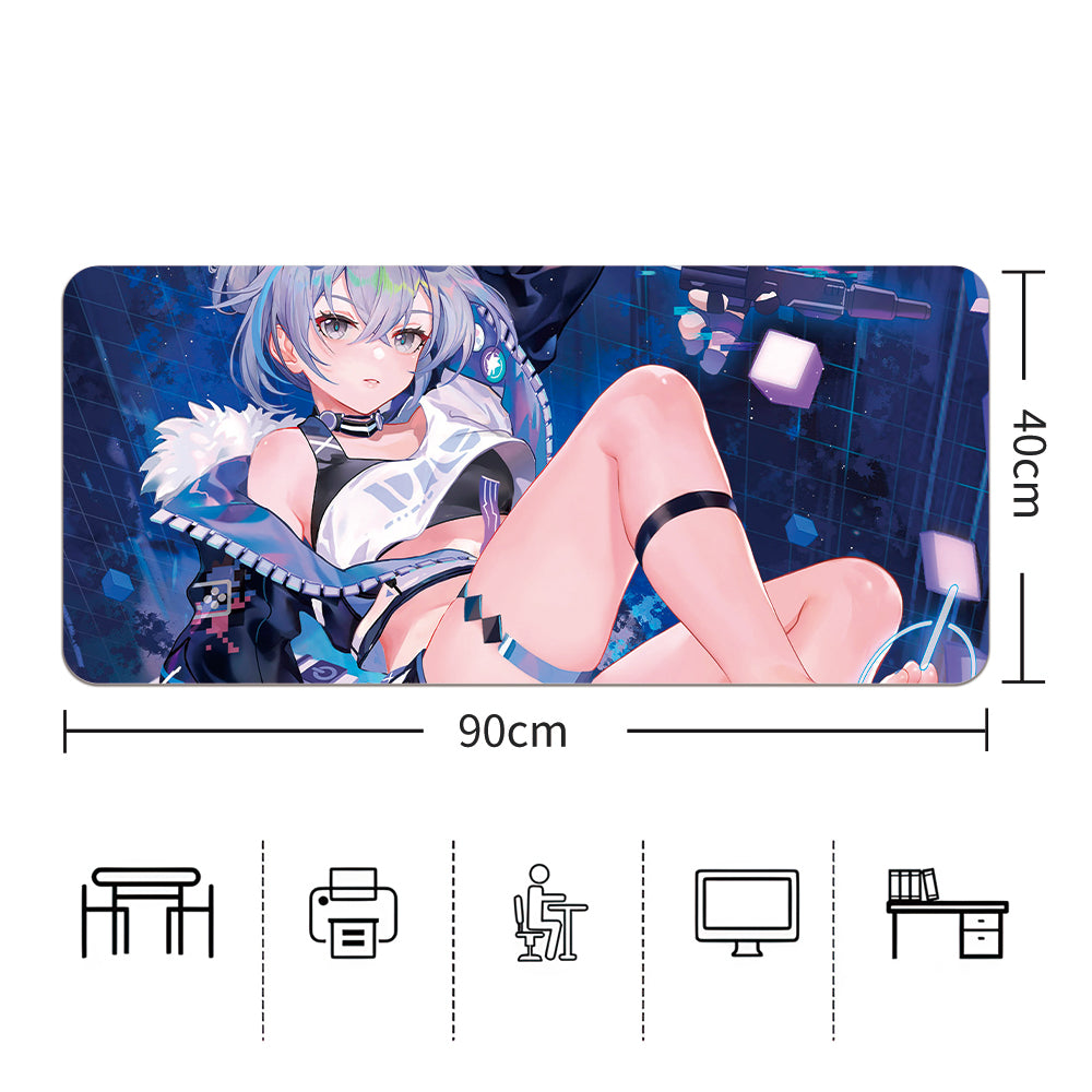 Ezüst Hajú Cyberpunk Lány Gaming XXL Egérpad