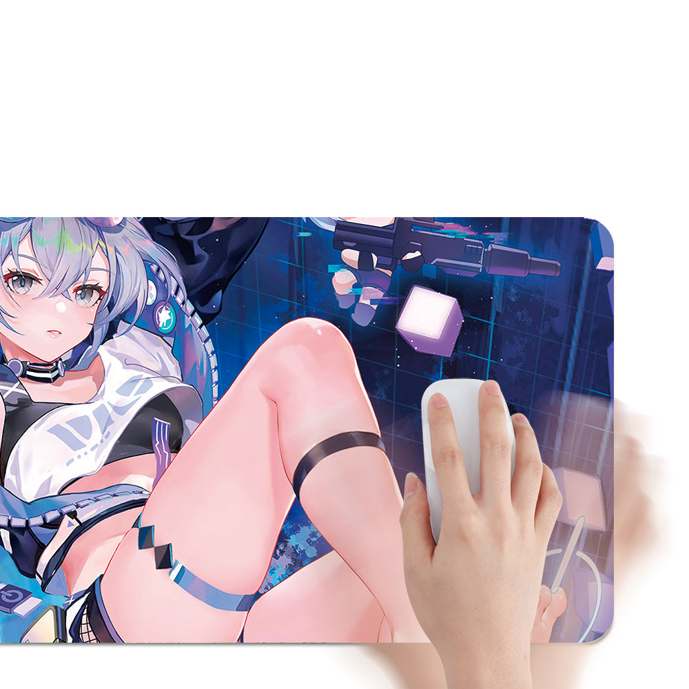Ezüst Hajú Cyberpunk Lány Gaming XXL Egérpad
