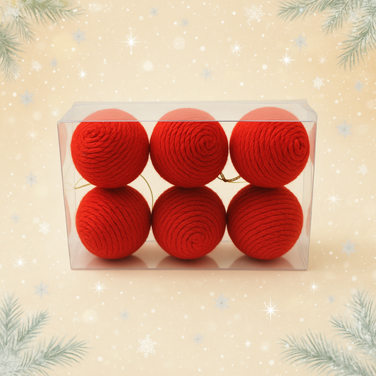 Piros Karácsonyi Gömb Szett – 6 db (6 cm)