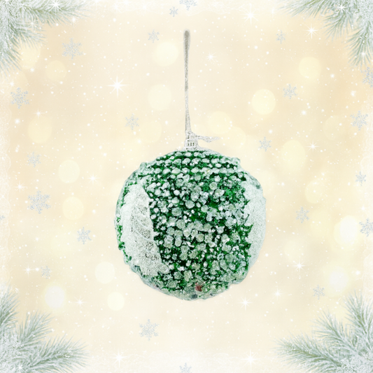 Zöld–Fehér Karácsonyi Habgömb – 10 cm