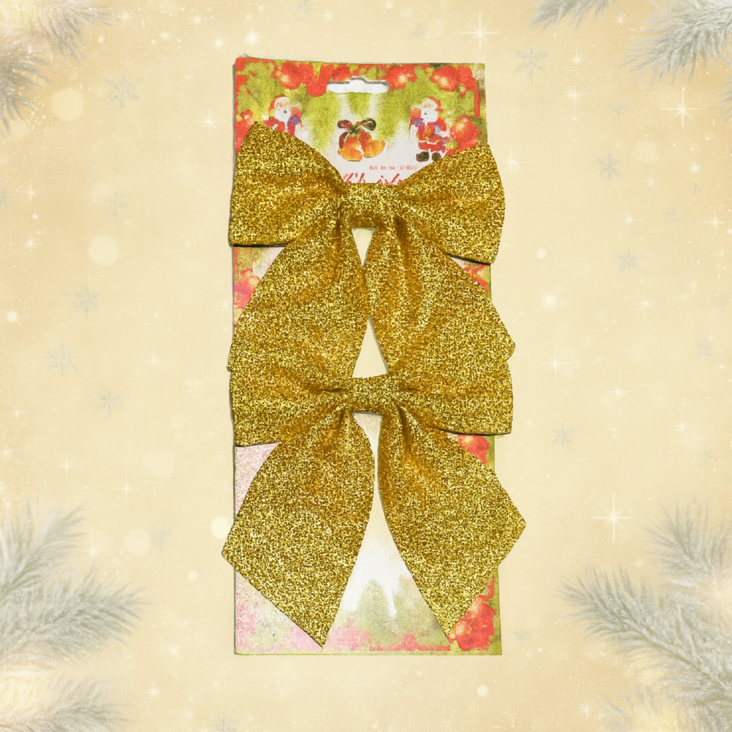 Arany Csillámos Karácsonyi Masni – 13×14 cm (3 db / csomag)