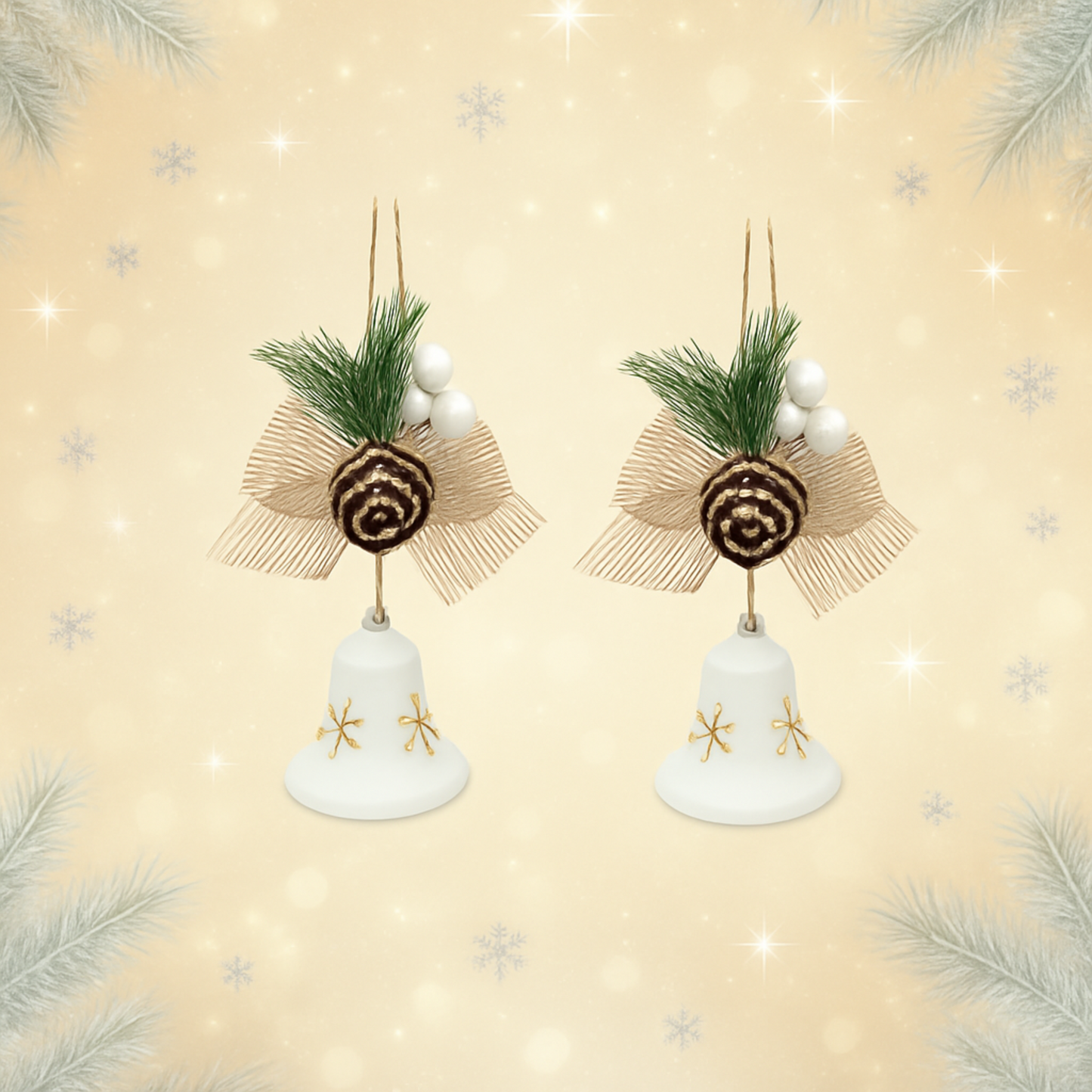 Karácsonyi Fenyős–Masnis Csengődísz – 8×14 cm (2 db)