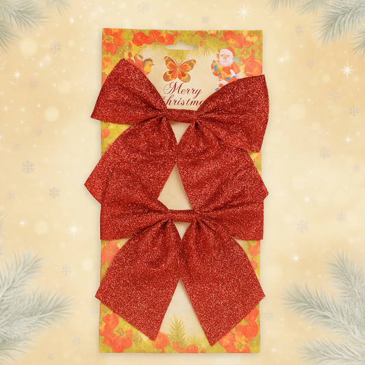 Piros Csillámos Karácsonyi Masni – 13×14 cm (3 db / csomag)