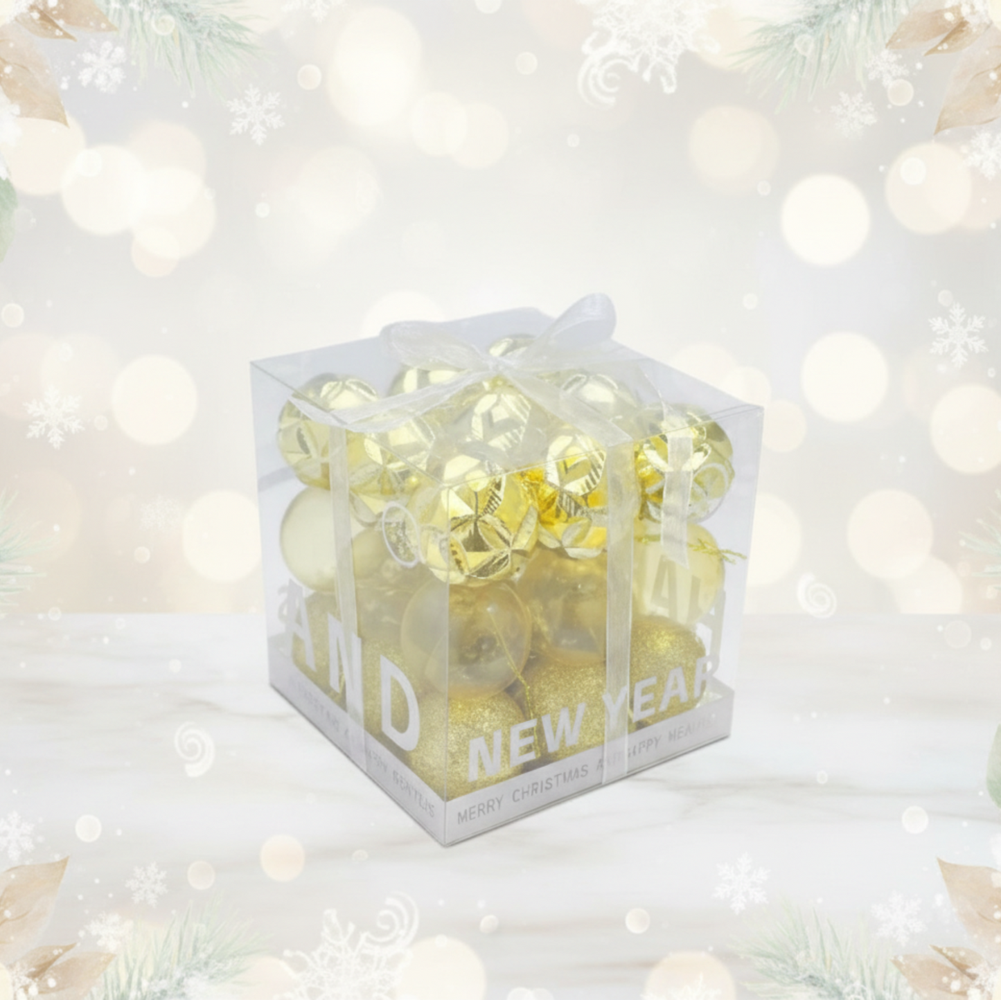 Arany Karácsonyi Gömb Szett – 27 db (4 cm)